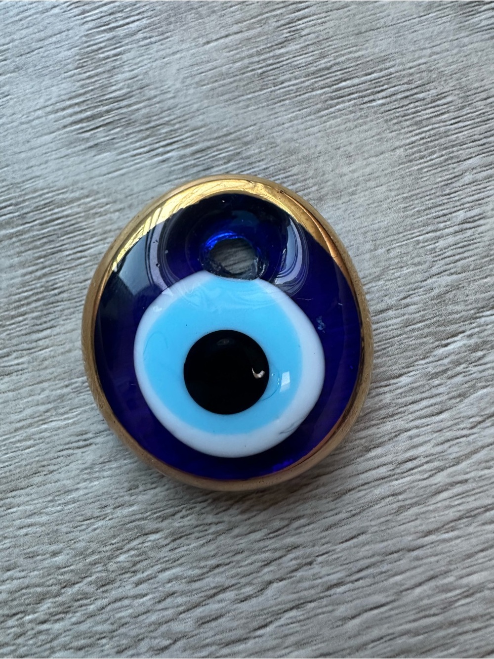 Hand-Crafted Glass Evil Eye Nazar Amulet Gold Trim Detail Pendant
